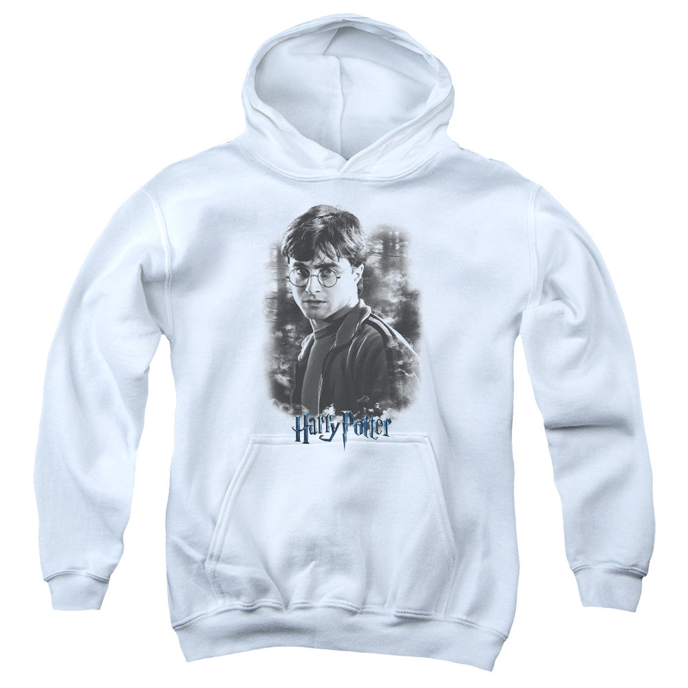 AN OFFCIALLY LICENSED HARRY POTTER HARRY IN THE WOODS YOUTH HOODIE WHITE