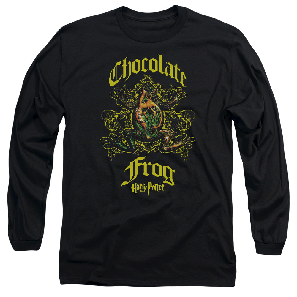 AN OFFCIALLY LICENSED HARRY POTTER CHOCOLATE FROG MEN'S LONG SLEEVE T-SHIRT BLACK