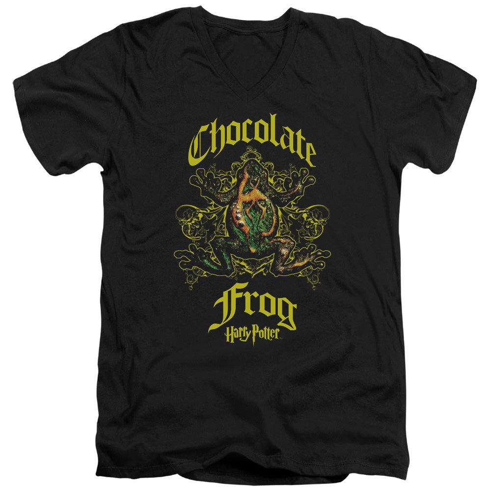 AN OFFCIALLY LICENSED HARRY POTTER CHOCOLATE FROG MEN'S V-NECK T-SHIRT BLACK