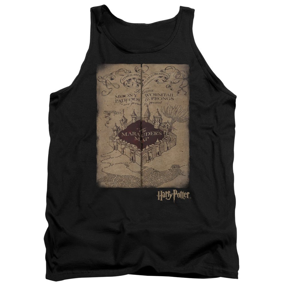 AN OFFCIALLY LICENSED HARRY POTTER MARAUDERS MAP ADULT UNISEX TANK TOP BLACK
