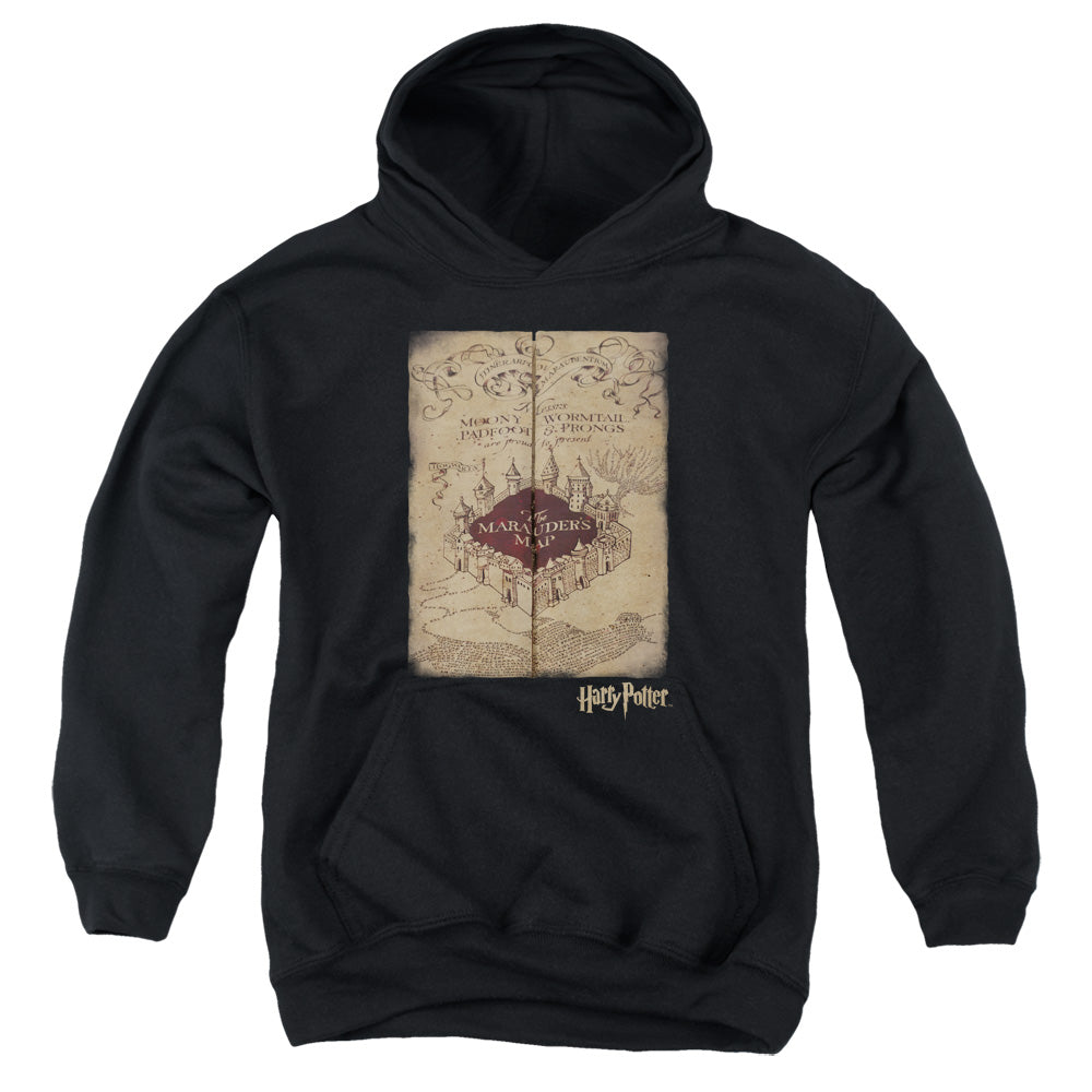 AN OFFCIALLY LICENSED HARRY POTTER MARAUDERS MAP YOUTH HOODIE BLACK