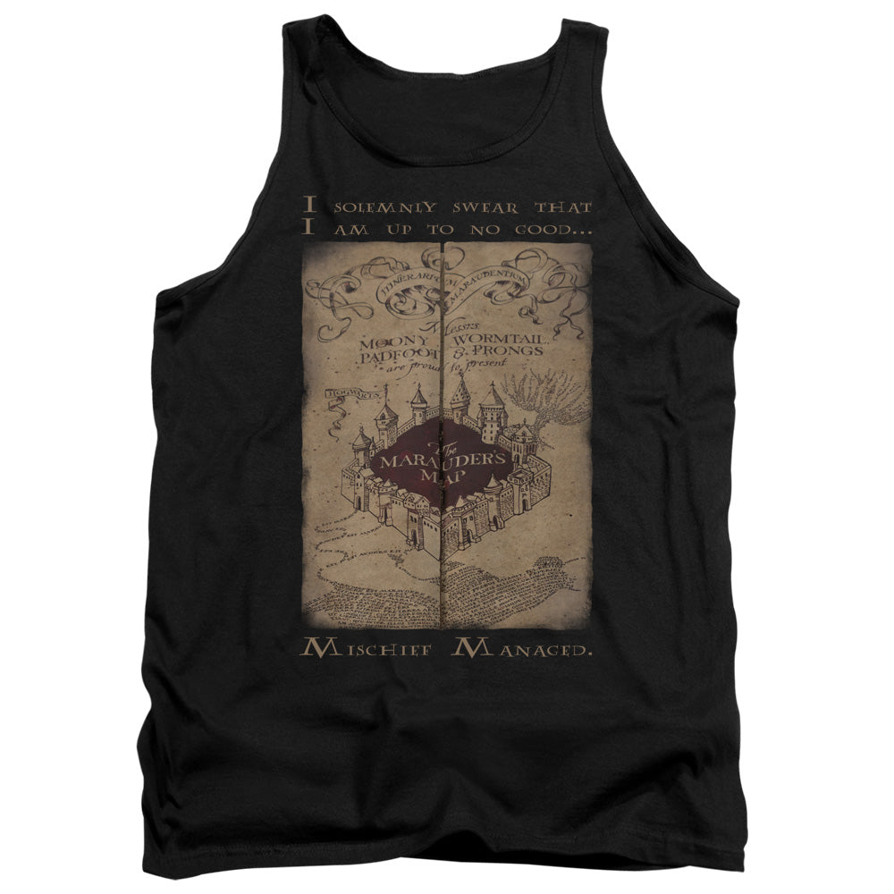 AN OFFCIALLY LICENSED HARRY POTTER MARAUDERS MAP WORDS ADULT UNISEX TANK TOP BLACK