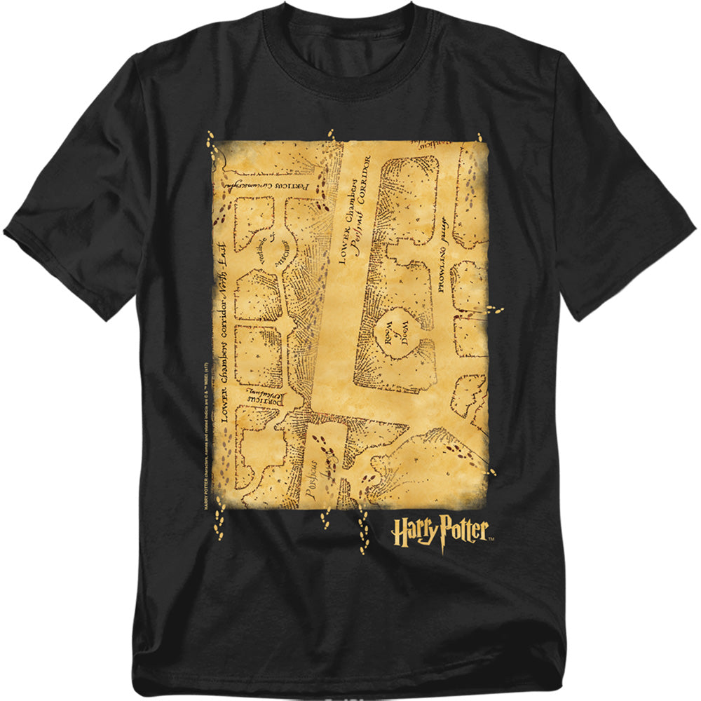 AN OFFCIALLY LICENSED HARRY POTTER MARAUDERS MAP INTERIOR MEN'S REGULAR FIT T-SHIRT BLACK