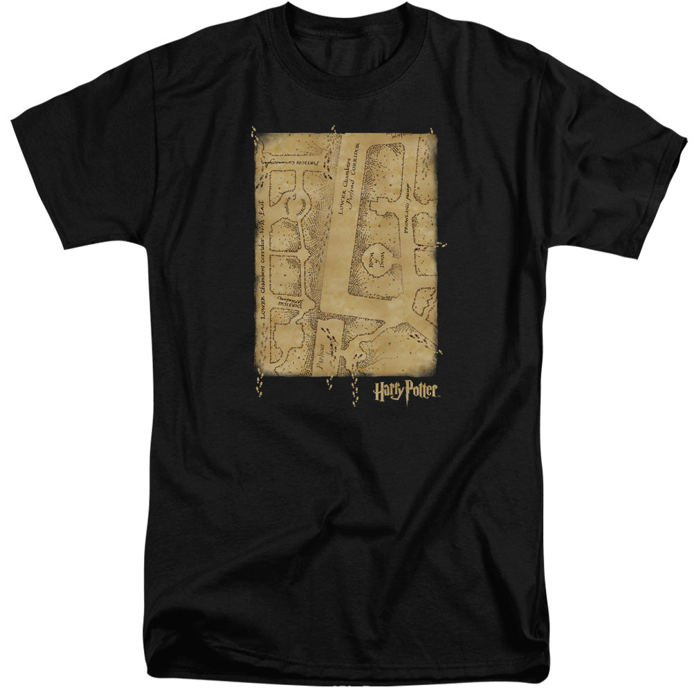 AN OFFCIALLY LICENSED HARRY POTTER MARAUDERS MAP INTERIOR MEN'S TALL FIT T-SHIRT BLACK