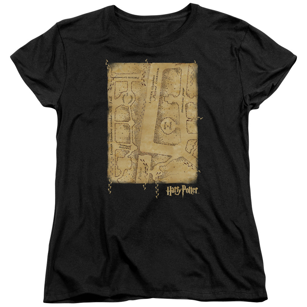 AN OFFCIALLY LICENSED HARRY POTTER MARAUDERS MAP INTERIOR WOMEN'S REGULAR FIT T-SHIRT BLACK