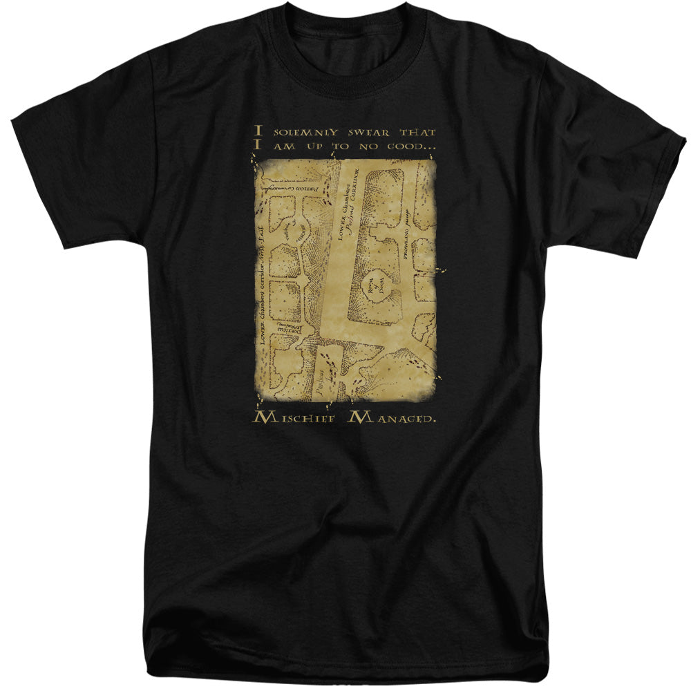 AN OFFCIALLY LICENSED HARRY POTTER MARAUDERS MAP INTERIOR WORDS MEN'S TALL FIT T-SHIRT BLACK