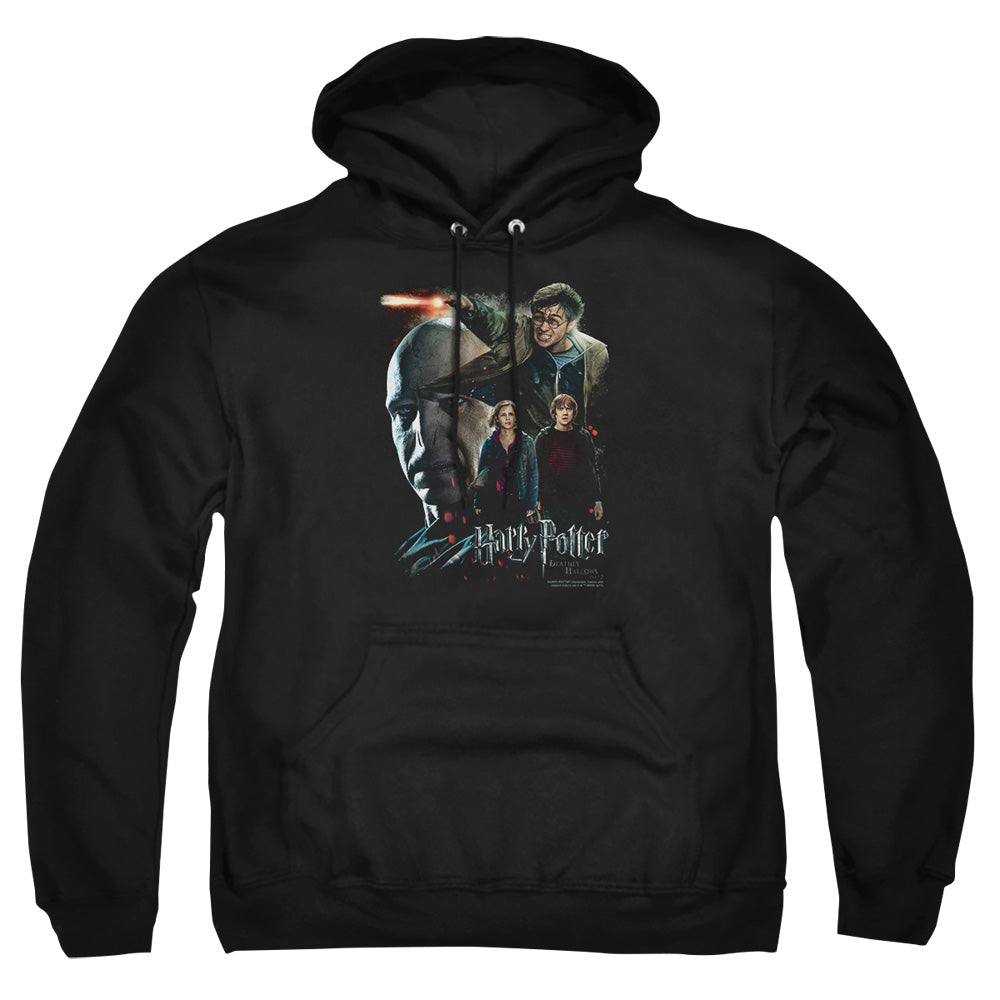 AN OFFCIALLY LICENSED HARRY POTTER FINAL FIGHT ADULT UNISEX PULLOVER HOODIE BLACK