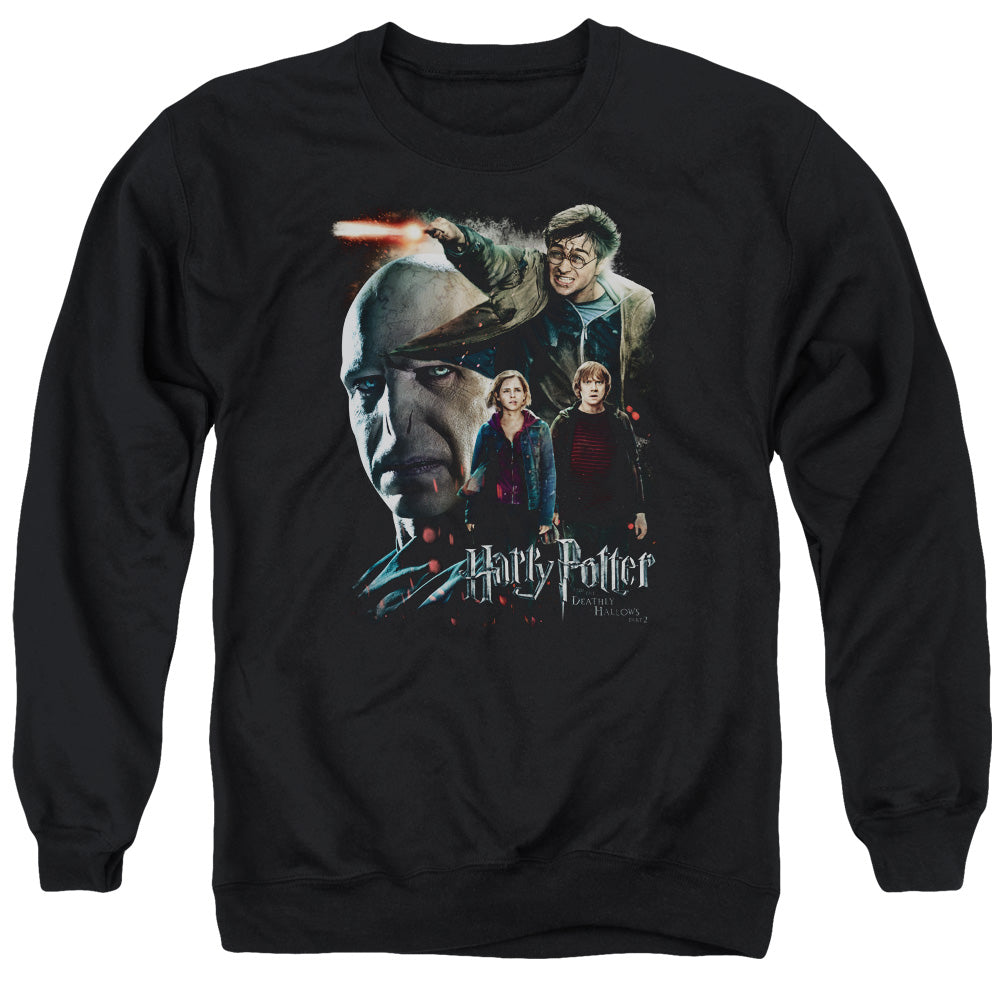 AN OFFCIALLY LICENSED HARRY POTTER FINAL FIGHT ADULT UNISEX CREWNECK SWEATSHIRT BLACK