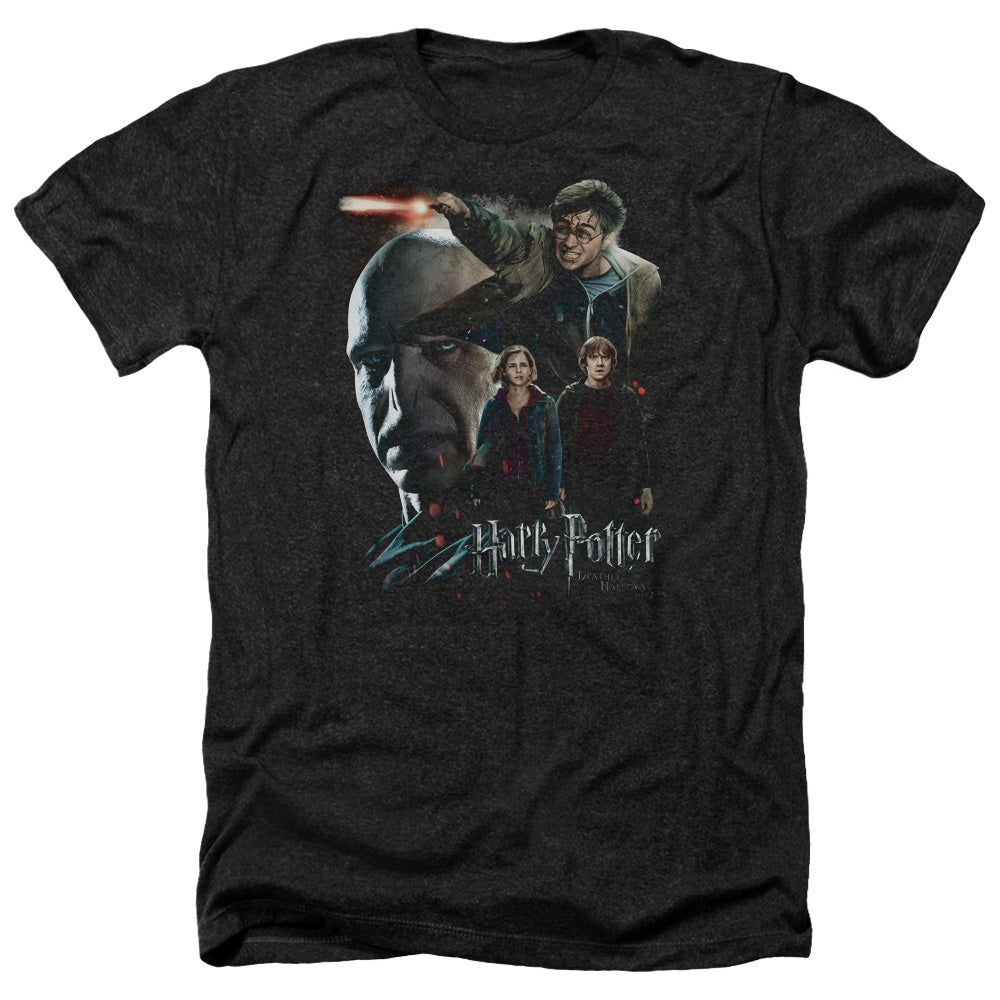 AN OFFCIALLY LICENSED HARRY POTTER FINAL FIGHT MEN'S HEATHER T-SHIRT CHARCOAL