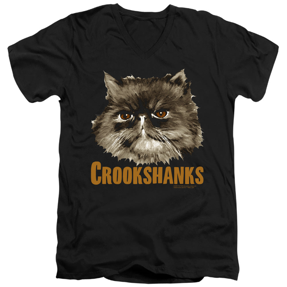 AN OFFCIALLY LICENSED HARRY POTTER CROOKSHANKS MEN'S V-NECK T-SHIRT BLACK