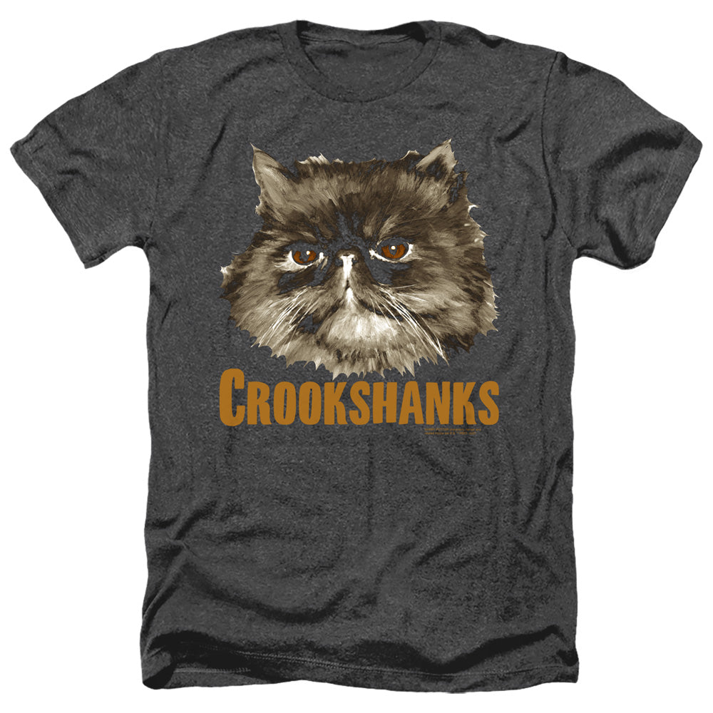 AN OFFCIALLY LICENSED HARRY POTTER CROOKSHANKS MEN'S HEATHER T-SHIRT CHARCOAL