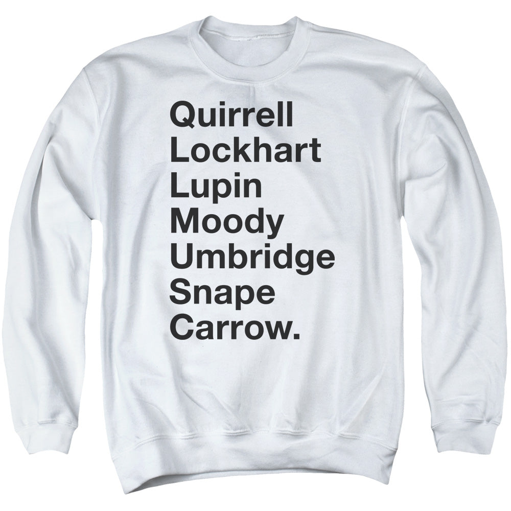 AN OFFCIALLY LICENSED HARRY POTTER PROFESSORS ADULT UNISEX CREWNECK SWEATSHIRT WHITE