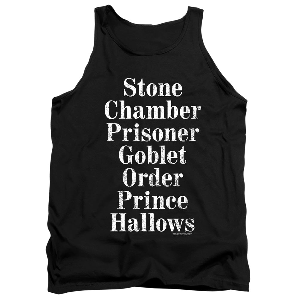 AN OFFCIALLY LICENSED HARRY POTTER TITLES ADULT UNISEX TANK TOP BLACK