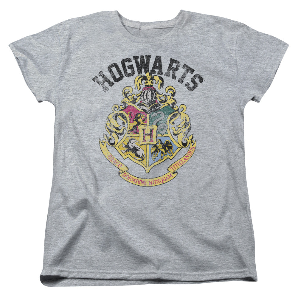 AN OFFCIALLY LICENSED HARRY POTTER HOGWARTS CREST WOMEN'S REGULAR FIT T-SHIRT ATHLETIC HEATHER
