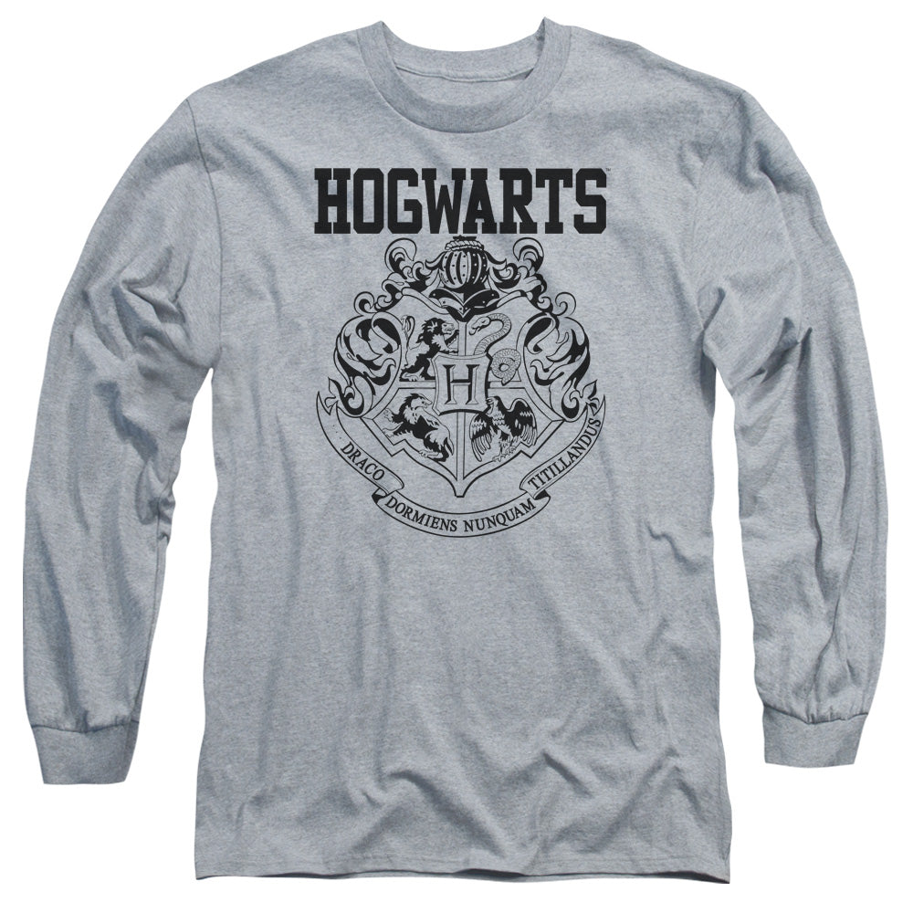 AN OFFCIALLY LICENSED HARRY POTTER HOGWARTS ATHLETIC MEN'S LONG SLEEVE T-SHIRT ATHLETIC HEATHER