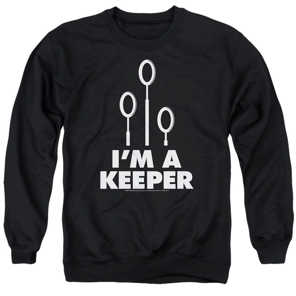 AN OFFCIALLY LICENSED HARRY POTTER KEEPER ADULT UNISEX CREWNECK SWEATSHIRT BLACK