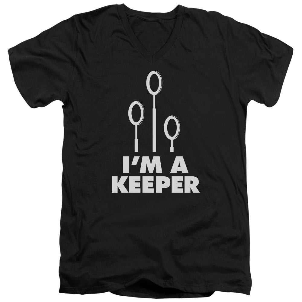 AN OFFCIALLY LICENSED HARRY POTTER KEEPER MEN'S V-NECK T-SHIRT BLACK