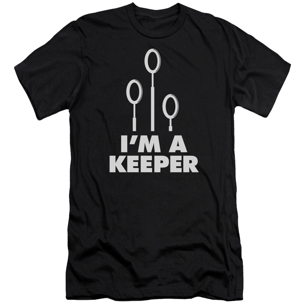 AN OFFCIALLY LICENSED HARRY POTTER KEEPER MEN'S PREMIUM SLIM FIT T-SHIRT BLACK