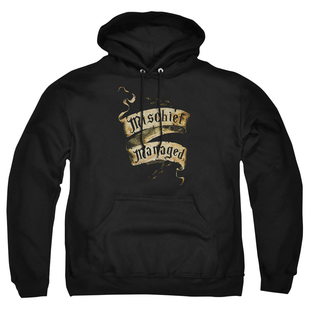 AN OFFCIALLY LICENSED HARRY POTTER MISCHIEF MANAGED ADULT UNISEX PULLOVER HOODIE BLACK