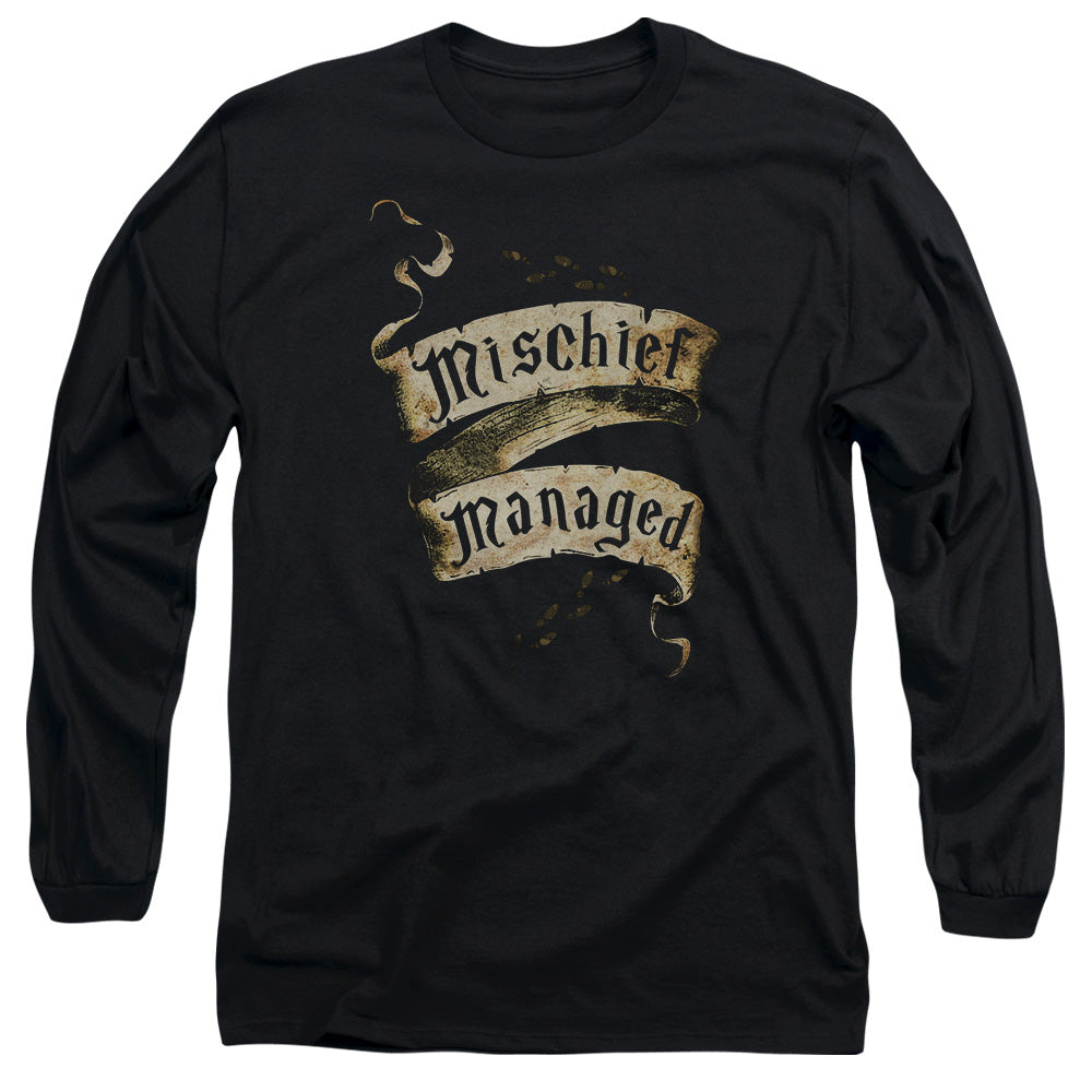 AN OFFCIALLY LICENSED HARRY POTTER MISCHIEF MANAGED MEN'S LONG SLEEVE T-SHIRT BLACK