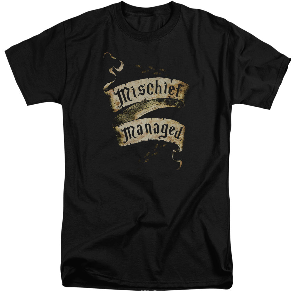 AN OFFCIALLY LICENSED HARRY POTTER MISCHIEF MANAGED MEN'S TALL FIT T-SHIRT BLACK