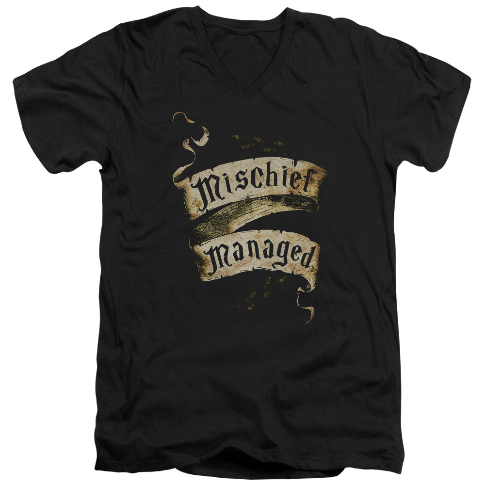 AN OFFCIALLY LICENSED HARRY POTTER MISCHIEF MANAGED MEN'S V-NECK T-SHIRT BLACK