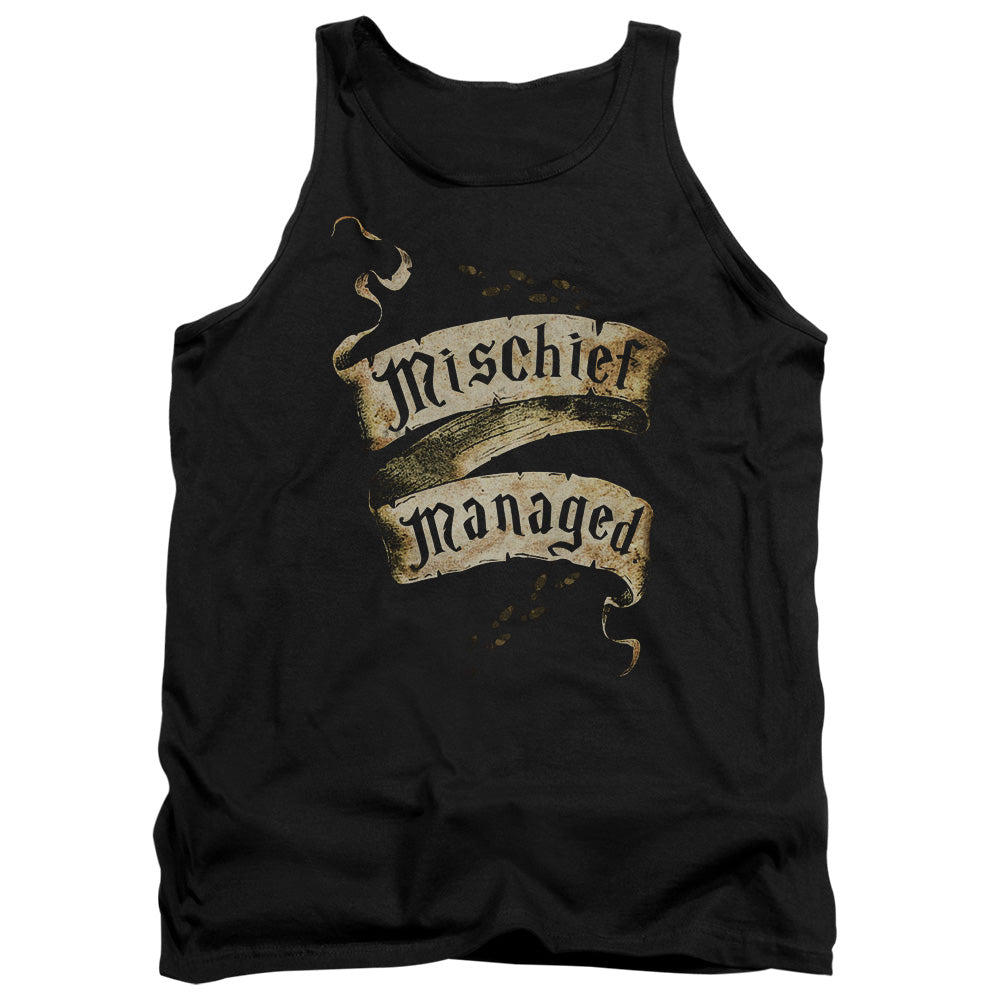 AN OFFCIALLY LICENSED HARRY POTTER MISCHIEF MANAGED ADULT UNISEX TANK TOP BLACK