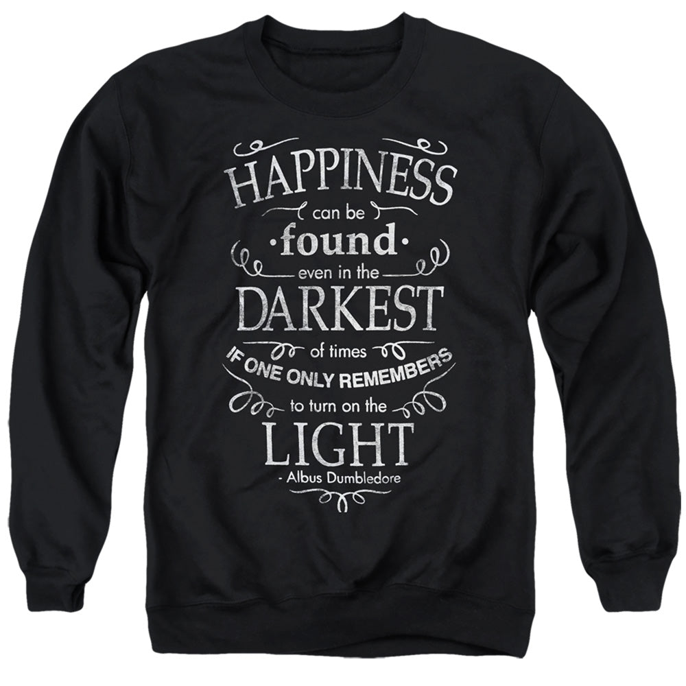 AN OFFCIALLY LICENSED HARRY POTTER HAPPINESS ADULT UNISEX CREWNECK SWEATSHIRT BLACK