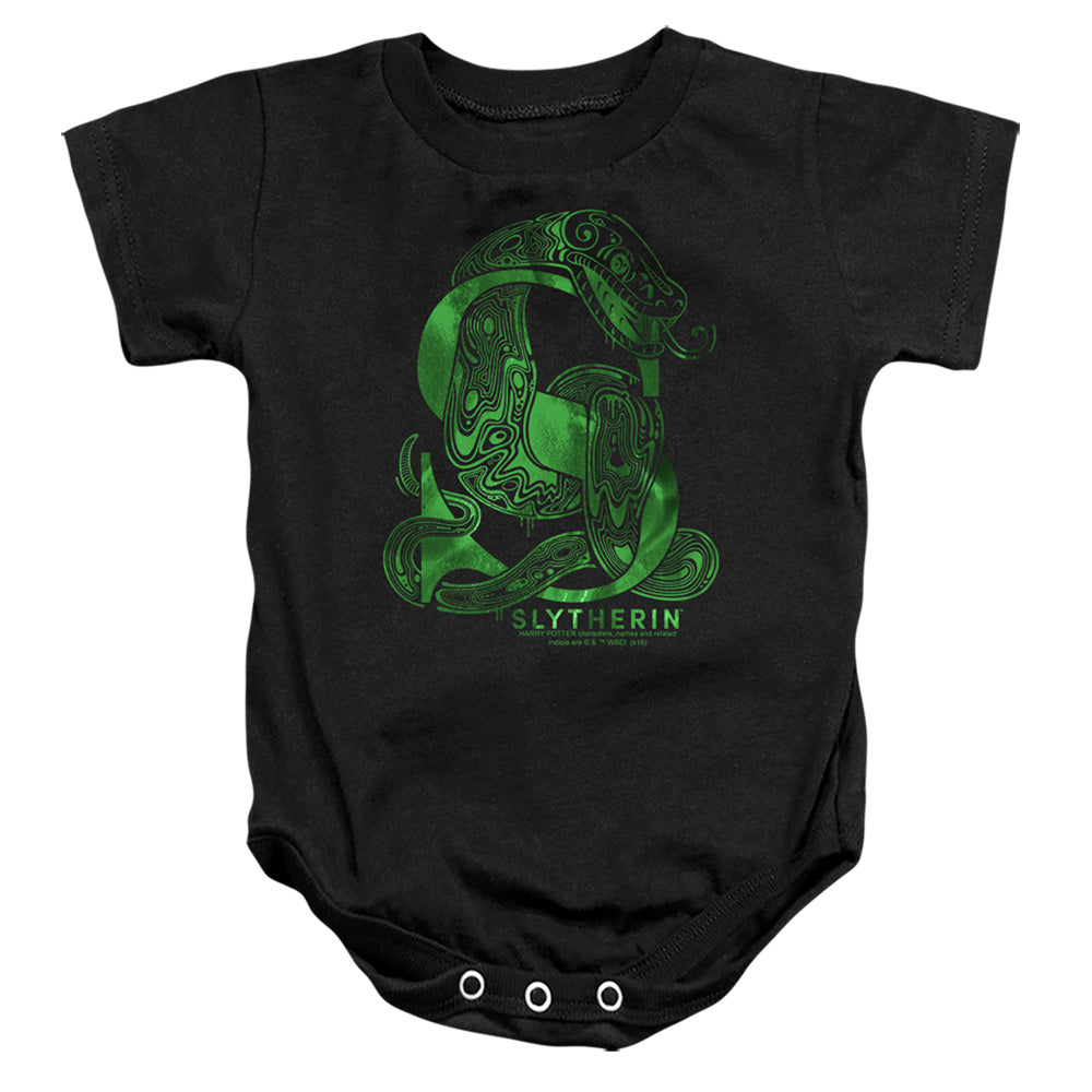 AN OFFCIALLY LICENSED HARRY POTTER SLYTHERIN S LOGO BABY BODYSUIT BLACK