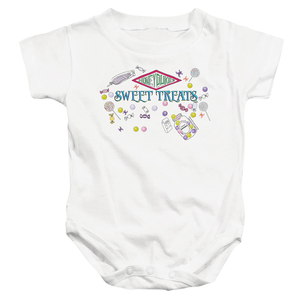 AN OFFCIALLY LICENSED HARRY POTTER HONEYDUKES SWEET TREATS BABY BODYSUIT WHITE