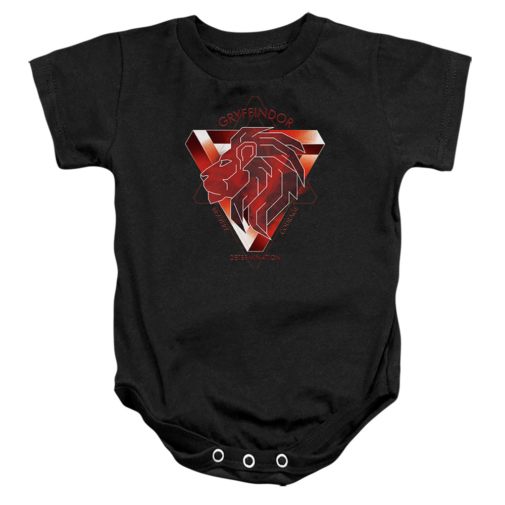 AN OFFCIALLY LICENSED HARRY POTTER GRYFFINDOR BRAVERY COURAGE DETERMINATION BABY BODYSUIT BLACK