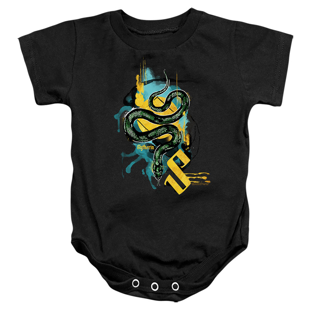 AN OFFCIALLY LICENSED HARRY POTTER URBAN ELEGANCE SLYTHERIN SNAKE BABY BODYSUIT BLACK