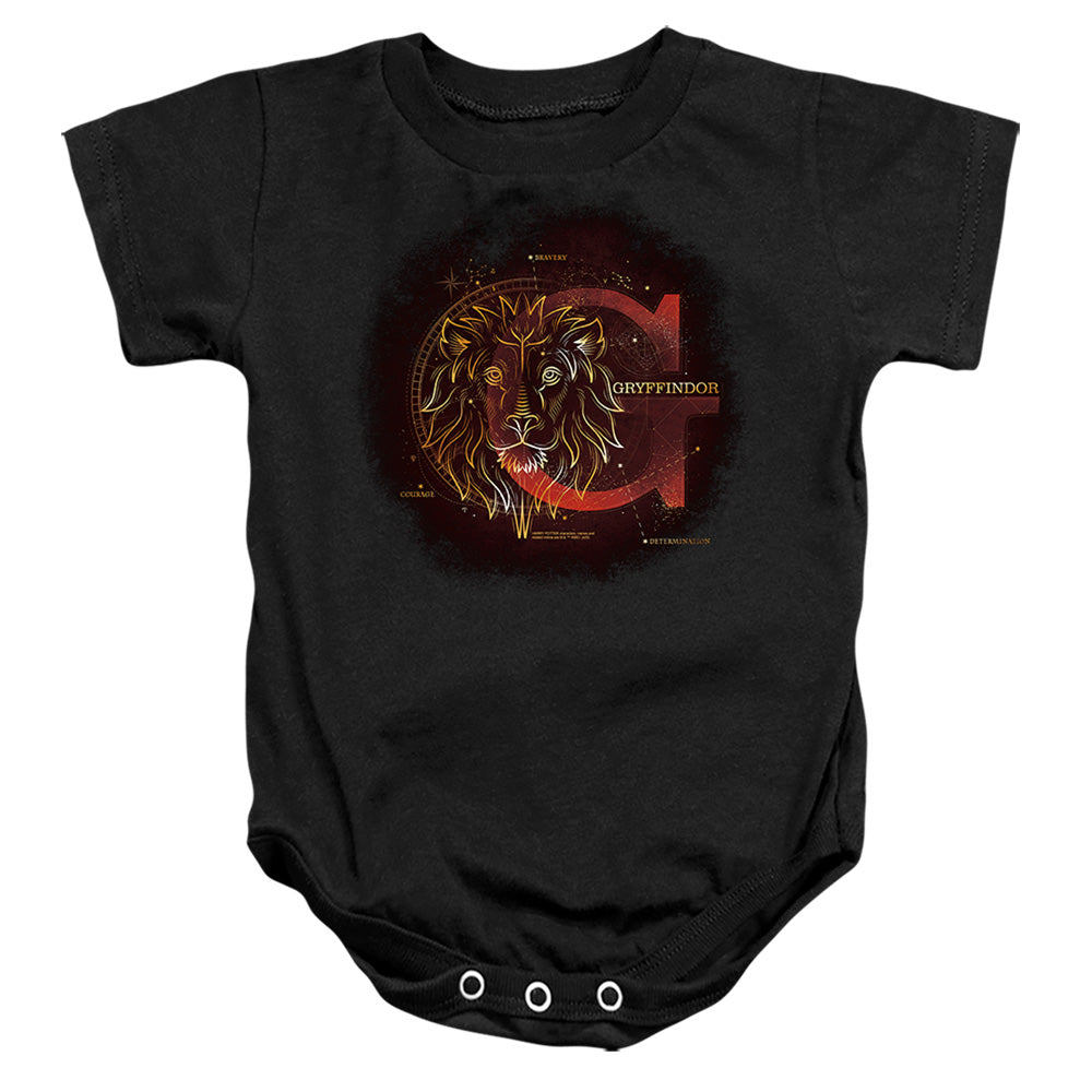 AN OFFCIALLY LICENSED HARRY POTTER CELESTIAL NOMAD GRYFFINDOR BABY BODYSUIT BLACK
