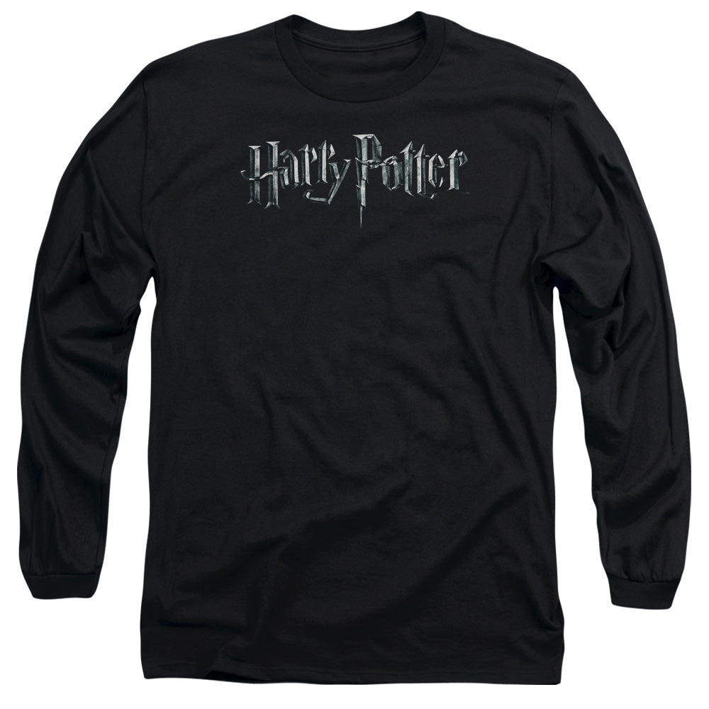 AN OFFCIALLY LICENSED HARRY POTTER LOGO MEN'S LONG SLEEVE T-SHIRT BLACK