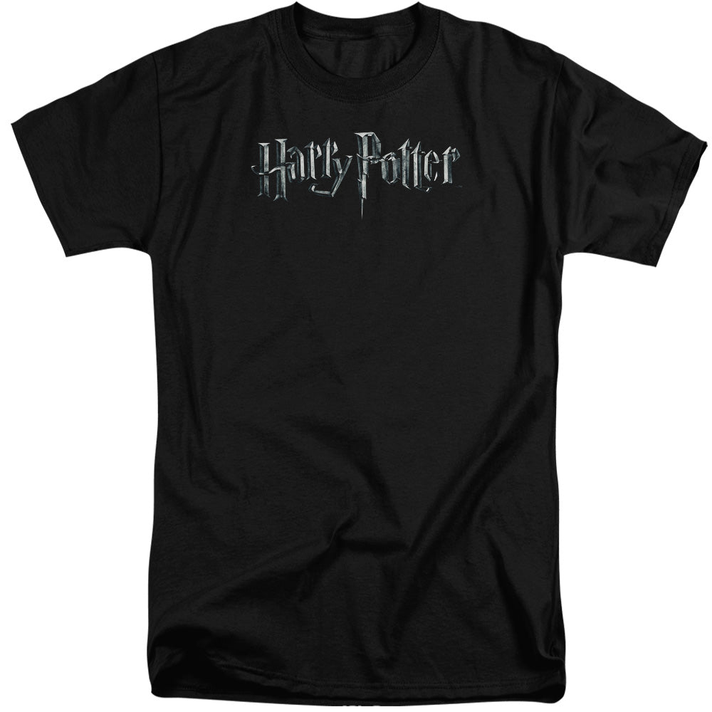 AN OFFCIALLY LICENSED HARRY POTTER LOGO MEN'S TALL FIT T-SHIRT BLACK
