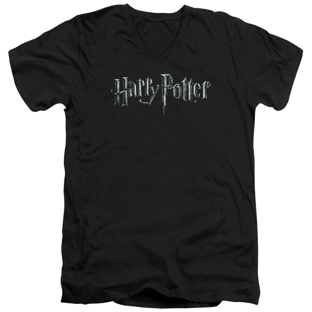 AN OFFCIALLY LICENSED HARRY POTTER LOGO MEN'S V-NECK T-SHIRT BLACK