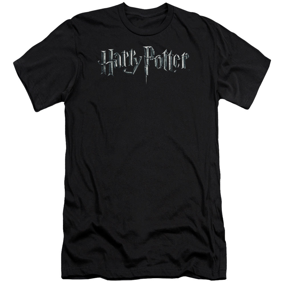 AN OFFCIALLY LICENSED HARRY POTTER LOGO MEN'S PREMIUM SLIM FIT T-SHIRT BLACK