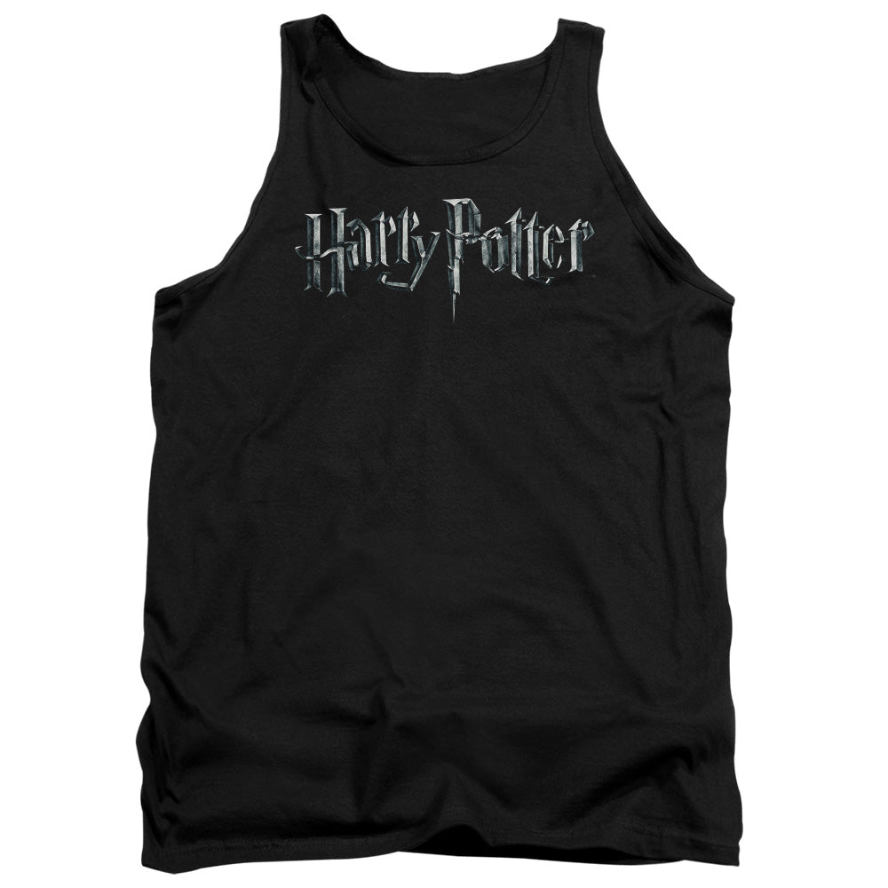 AN OFFCIALLY LICENSED HARRY POTTER LOGO ADULT UNISEX TANK TOP BLACK