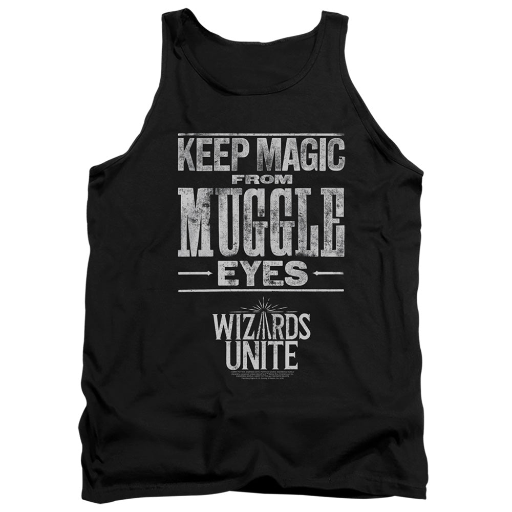 AN OFFCIALLY LICENSED HARRY POTTER WIZARDS UNITE HIDDEN MAGIC ADULT UNISEX TANK TOP BLACK