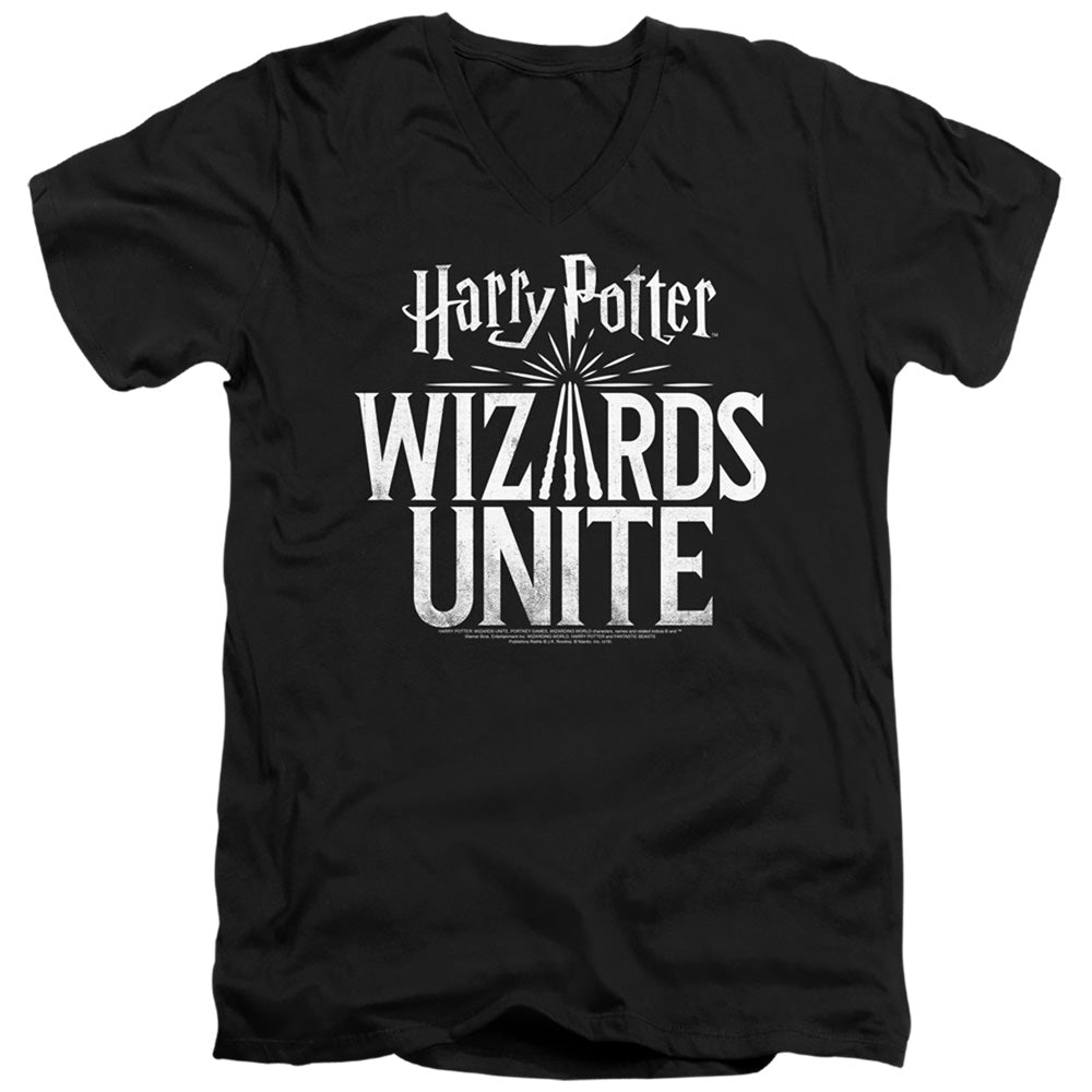 AN OFFCIALLY LICENSED HARRY POTTER WIZARDS UNITE WIZARDS UNITE LOGO MEN'S V-NECK T-SHIRT BLACK