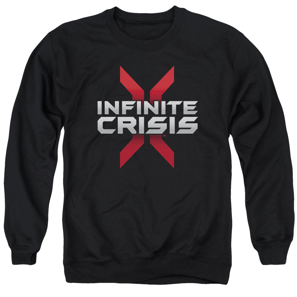 AN OFFCIALLY LICENSED INFINITE CRISIS LOGO ADULT UNISEX CREWNECK SWEATSHIRT BLACK
