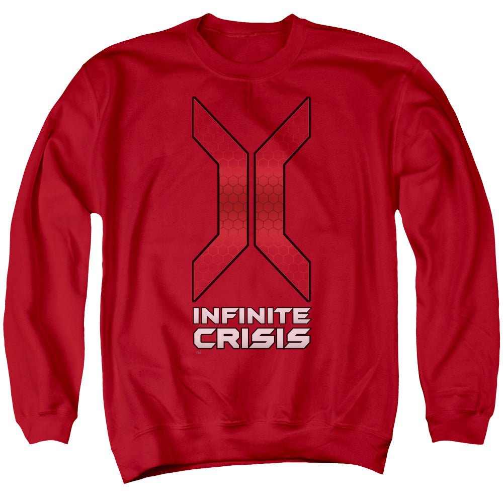 AN OFFCIALLY LICENSED INFINITE CRISIS TITLE ADULT UNISEX CREWNECK SWEATSHIRT RED