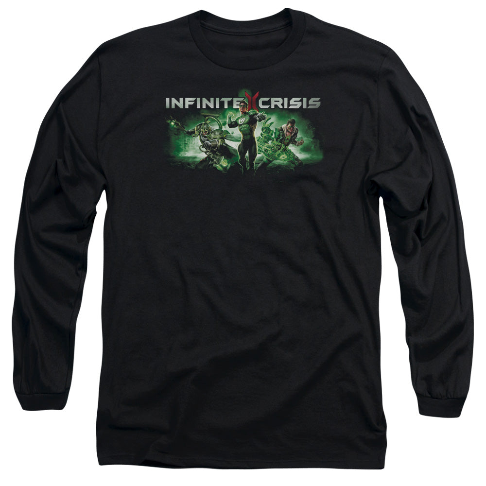 AN OFFCIALLY LICENSED INFINITE CRISIS IC GREEN MEN'S LONG SLEEVE T-SHIRT BLACK