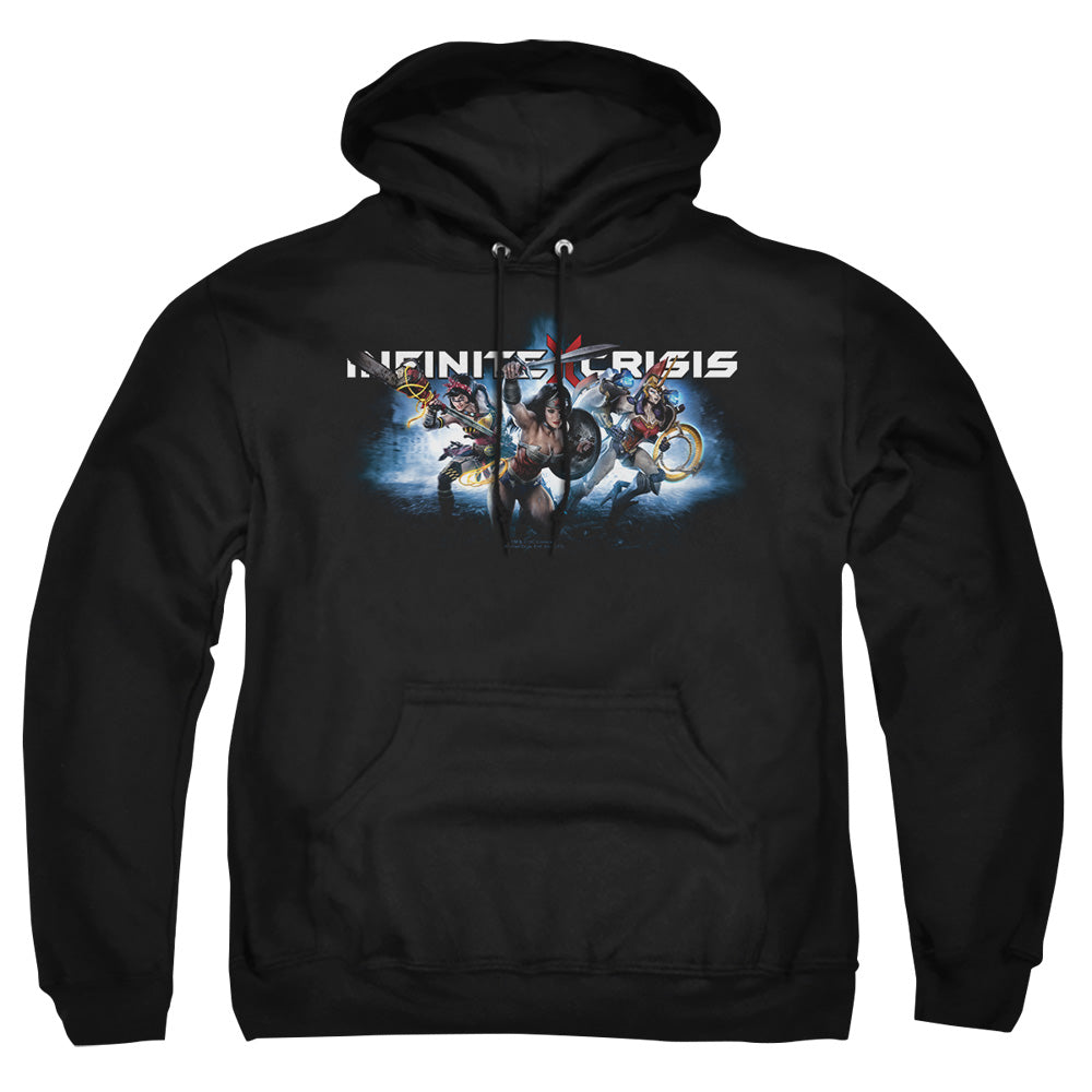AN OFFCIALLY LICENSED INFINITE CRISIS IC BLUE ADULT UNISEX PULLOVER HOODIE BLACK