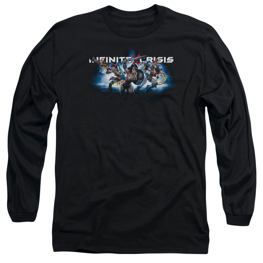 AN OFFCIALLY LICENSED INFINITE CRISIS IC BLUE MEN'S LONG SLEEVE T-SHIRT BLACK