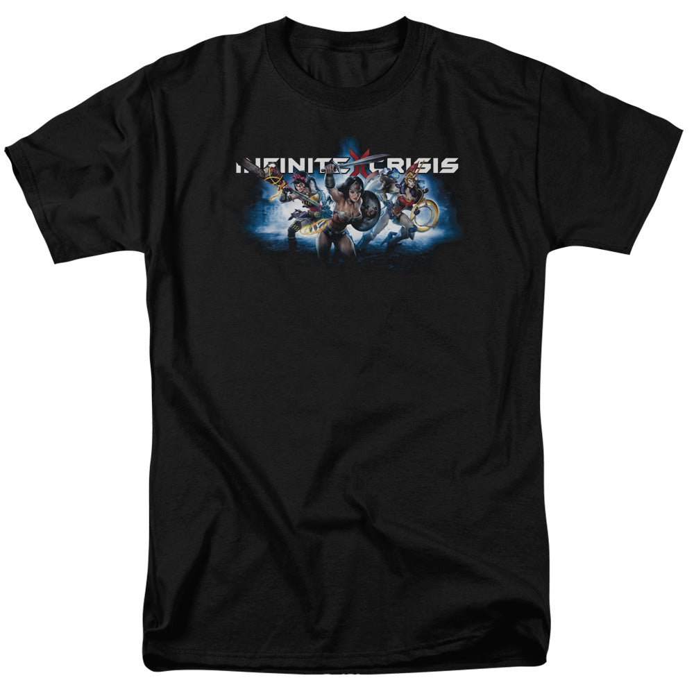 AN OFFCIALLY LICENSED INFINITE CRISIS IC BLUE MEN'S REGULAR FIT T-SHIRT BLACK