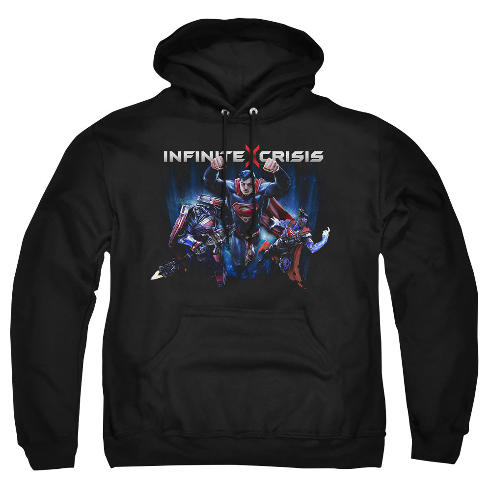 AN OFFCIALLY LICENSED INFINITE CRISIS IC SUPER ADULT UNISEX PULLOVER HOODIE BLACK
