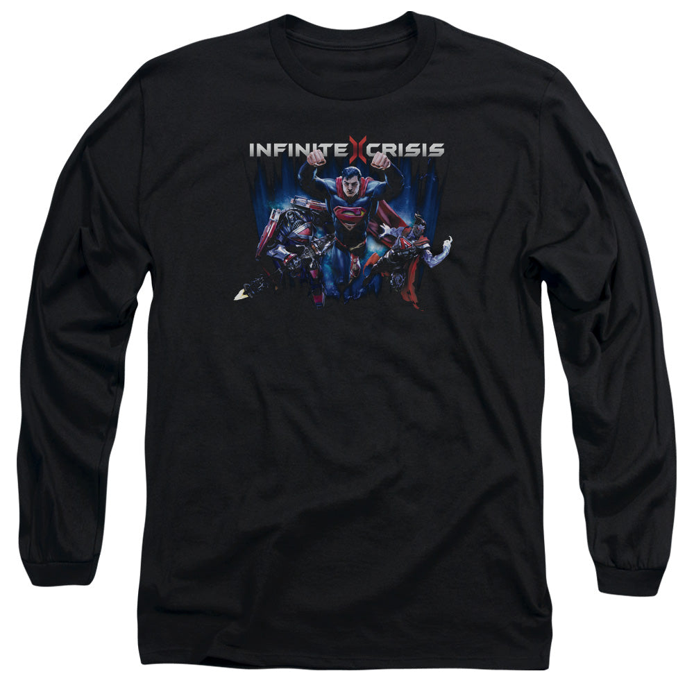 AN OFFCIALLY LICENSED INFINITE CRISIS IC SUPER MEN'S LONG SLEEVE T-SHIRT BLACK