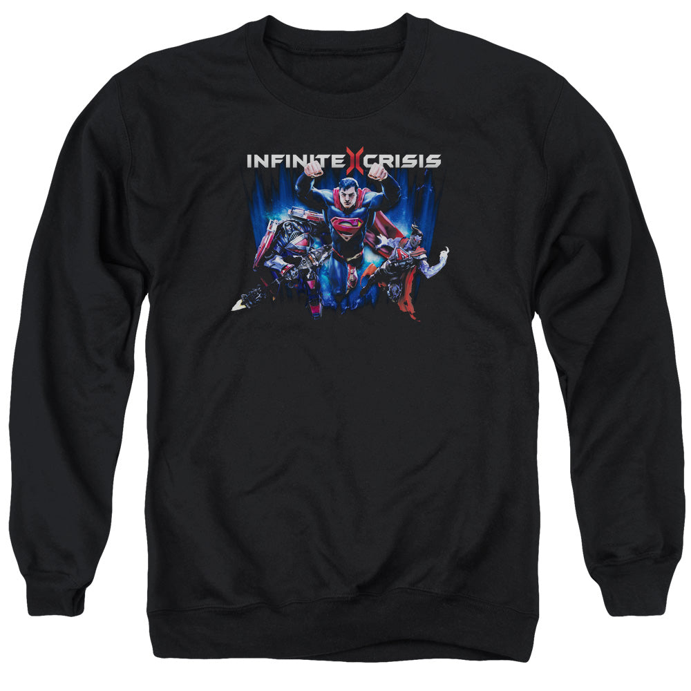 AN OFFCIALLY LICENSED INFINITE CRISIS IC SUPER ADULT UNISEX CREWNECK SWEATSHIRT BLACK