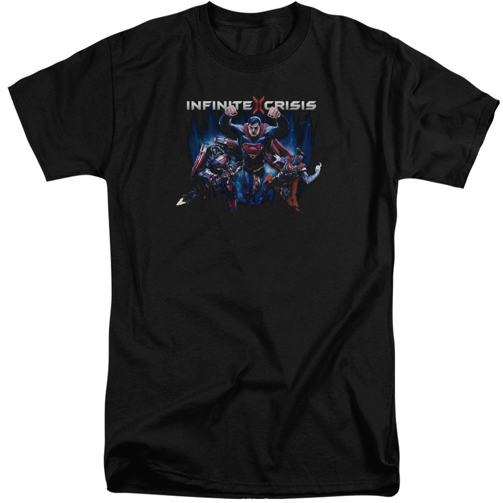 AN OFFCIALLY LICENSED INFINITE CRISIS IC SUPER MEN'S TALL FIT T-SHIRT BLACK